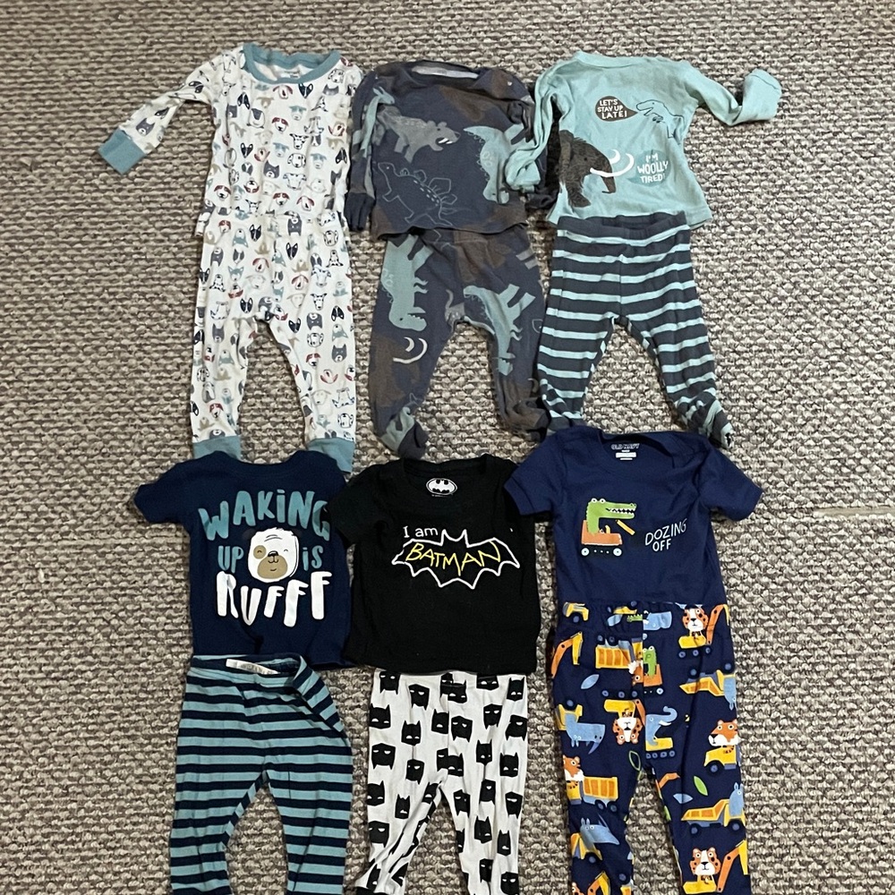 Baby Boys Pajama & Onesie Bundle - Navy, Teal, Gray, White